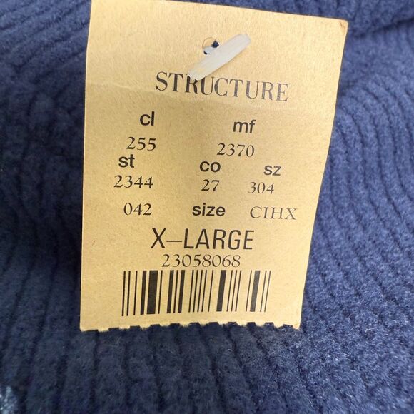 Structure NWT VINTAGE Men XL Long Sleeve V Neck Navy Thick Ribbed Flannel 2/$50 - Picture 8 of 11